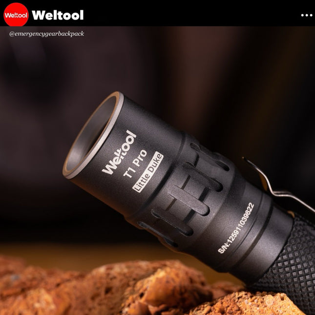 Weltool T1 Pro V3 EDC Flashlight 600 Lumens 313M - Emergency Gear Backpack
