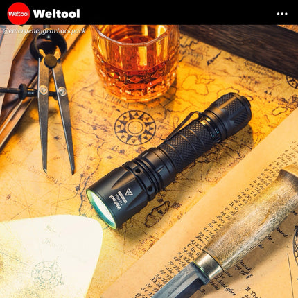 Weltool T12 Plus Nine Dragons 3TAC Tactical Flashlight 2000 Lumens 750M - Emergency Gear Backpack