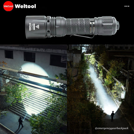 Weltool T12 Plus Nine Dragons 3TAC Tactical Flashlight 2000 Lumens 750M - Emergency Gear Backpack