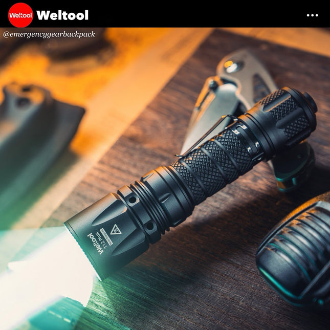 Weltool T12 Plus Nine Dragons 3TAC Tactical Flashlight 2000 Lumens 750M - Emergency Gear Backpack