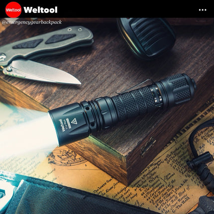 Weltool T12 Plus Nine Dragons 3TAC Tactical Flashlight 2000 Lumens 750M - Emergency Gear Backpack