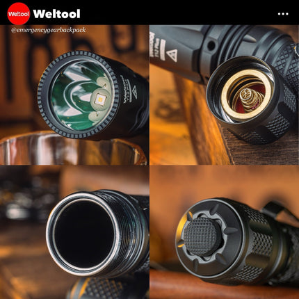 Weltool T12 Plus Nine Dragons 3TAC Tactical Flashlight 2000 Lumens 750M - Emergency Gear Backpack