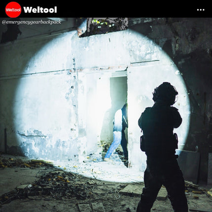 Weltool T12 Plus Nine Dragons 3TAC Tactical Flashlight 2000 Lumens 750M - Emergency Gear Backpack