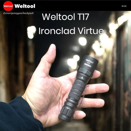 Weltool T17 "Ironclad Virtue" Durable Tactical Flashlight 600 Lumens 239M - Emergency Gear Backpack