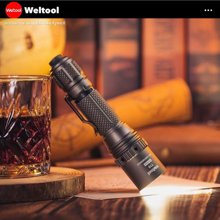Weltool T19 Tactical Flashlight 2050 Lumens 327M CRI90 - Emergency Gear Backpack
