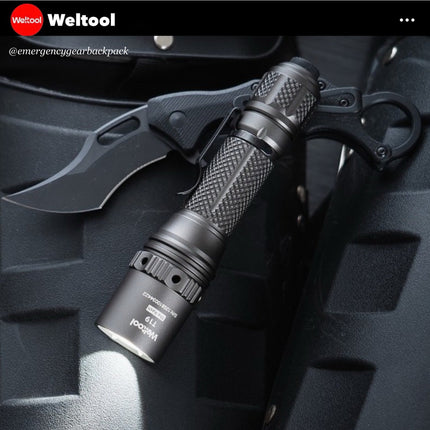 Weltool T19 Tactical Flashlight 2050 Lumens 327M CRI90 - Emergency Gear Backpack