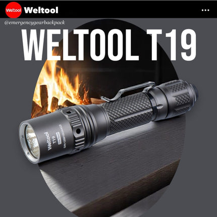 Weltool T19 Tactical Flashlight 2050 Lumens 327M CRI90 - Emergency Gear Backpack
