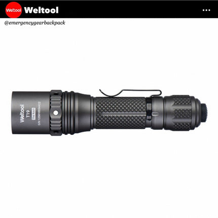 Weltool T19 Tactical Flashlight 2050 Lumens 327M CRI90 - Emergency Gear Backpack