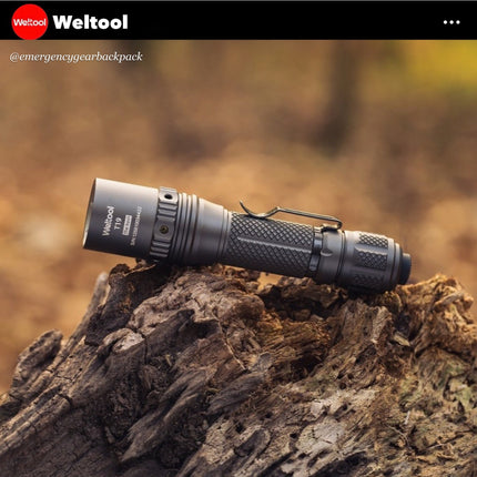 Weltool T19 Tactical Flashlight 2050 Lumens 327M CRI90 - Emergency Gear Backpack