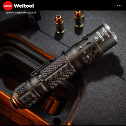 Weltool T2 TAC Tactical Flashlight 1900 Lumens 431M - Emergency Gear Backpack