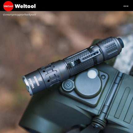 Weltool T2 TAC Tactical Flashlight 1900 Lumens 431M - Emergency Gear Backpack