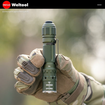 Weltool T2 TAC Tactical Flashlight 1900 Lumens 431M - Emergency Gear Backpack