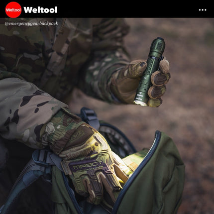 Weltool T2 TAC Tactical Flashlight 1900 Lumens 431M - Emergency Gear Backpack