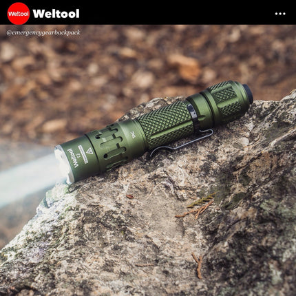 Weltool T2 TAC Tactical Flashlight 1900 Lumens 431M - Emergency Gear Backpack