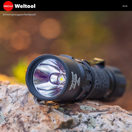 Weltool T8Plus TAC Tactical Flashlight 2180 Lumens 636M - Emergency Gear Backpack