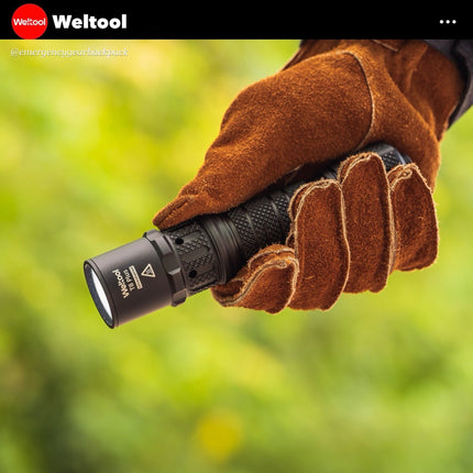 Weltool T8Plus TAC Tactical Flashlight 2180 Lumens 636M - Emergency Gear Backpack