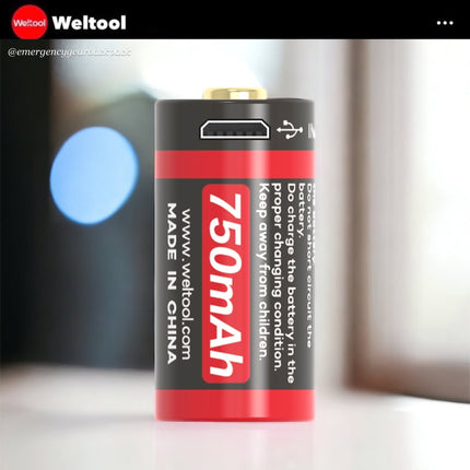 Weltool UB - 123A 750mAh 3.0V USB Rechargeable Li - ion Battery - Emergency Gear Backpack