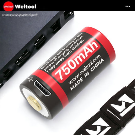 Weltool UB - 123A 750mAh 3.0V USB Rechargeable Li - ion Battery - Emergency Gear Backpack