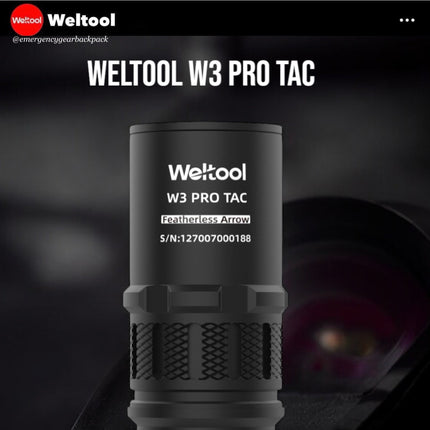 Weltool W3 Pro TAC Tactical LEP Flashlight 930 Lumens 547,000CD 1,479M - Emergency Gear Backpack