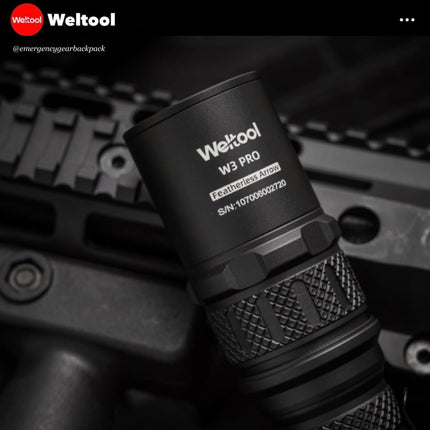 Weltool W3 Pro TAC Tactical LEP Flashlight 930 Lumens 547,000CD 1,479M - Emergency Gear Backpack