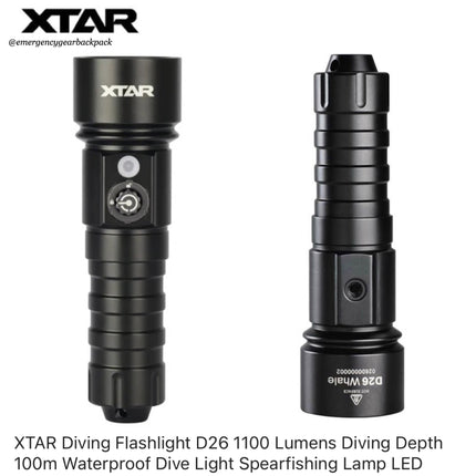 XTAR Whale D26 1100 100M Diving Flashlight Set - Emergency Gear Backpack