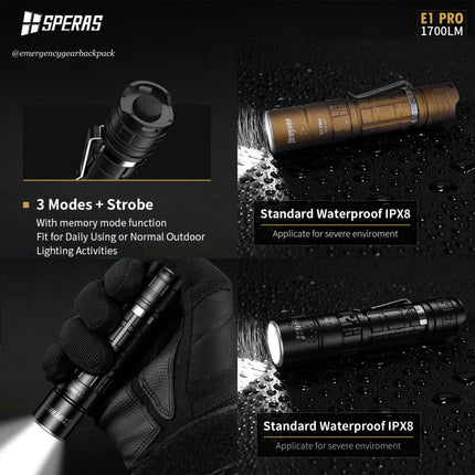 SPERAS E1 PRO 1700 Lumens 284M EDC Flashlight