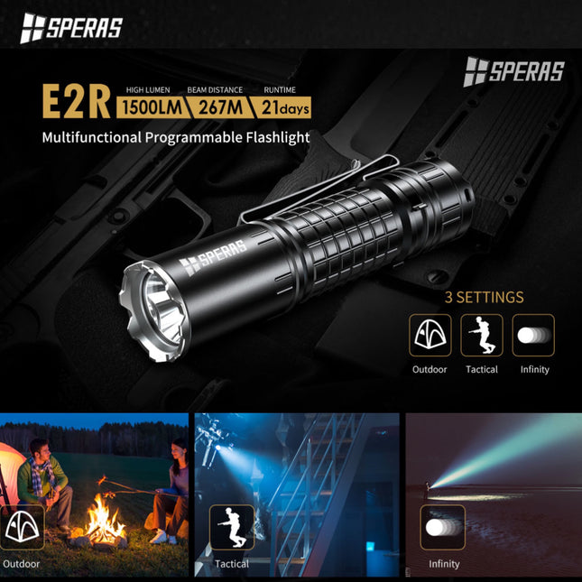 SPERAS E2R 1500LMS 267M 21700 EDC Flashlight