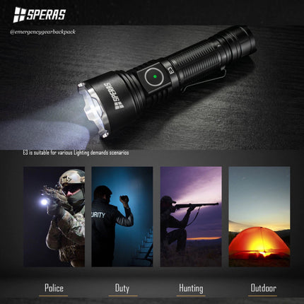 SPERAS E3  EDC Tactical Flashlight 1300 Lumens 350M