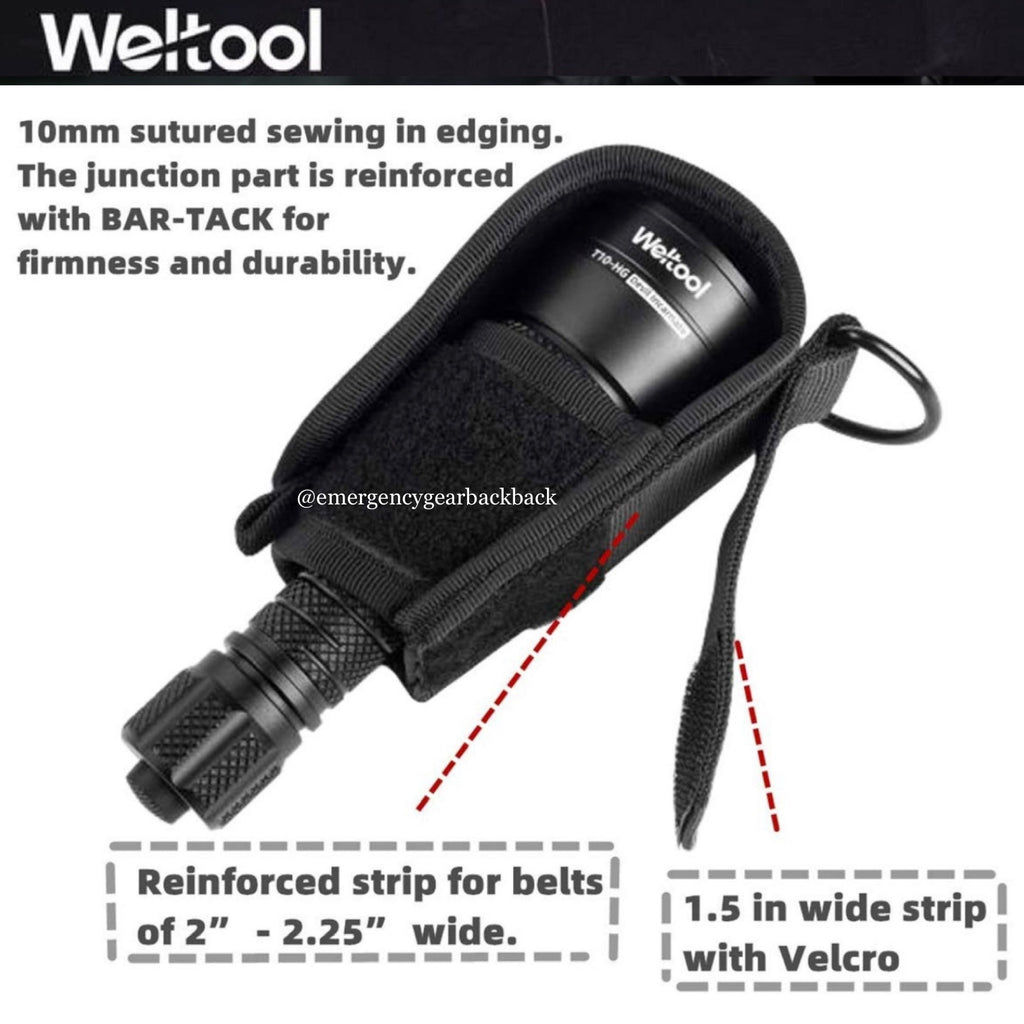 Weltool FH6 Semi-closed Nylon Flashlight Holster With Velcro Closure