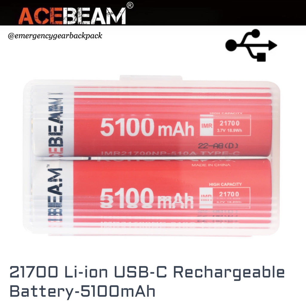 ACEBEAM IMR21700NP 5100mAh 20A High-drain Rechargeable Li-ion Battery