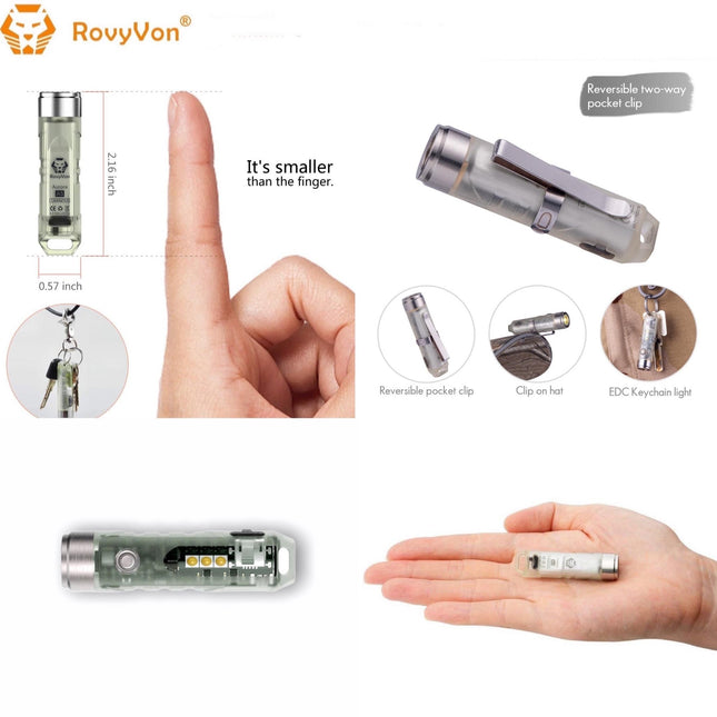 RovyVon Aurora A5x White/UV Green GITD Keychain Flashlight
