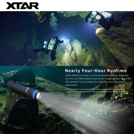 XTAR D20B 1000LMS 50M Diving Flashlight