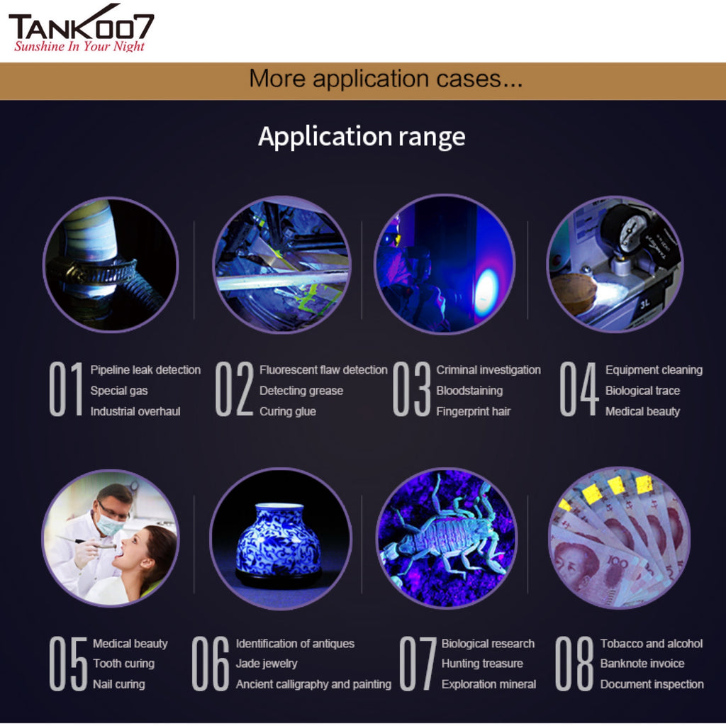 TANK007 CI05 Uniform UV LED Flashlight for CSI and Forensic