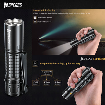 SPERAS E2R 1500LMS 267M 21700 EDC Flashlight