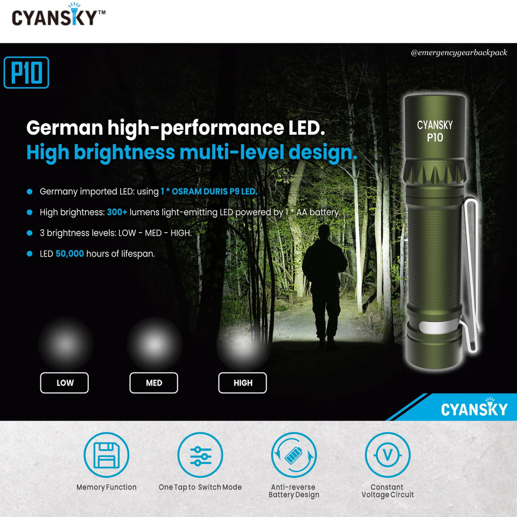 Cyansky P10 Portable AA EDC Flashlight