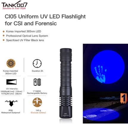 TANK007 CI05 Uniform UV LED Flashlight for CSI and Forensic