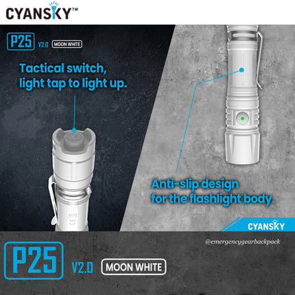 Cyansky P25 V2.0 Moon White Micro-arc Oxidation Outdoor Flashlight - | Emergency Gear Backpack Thailand