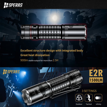 SPERAS E2R 1500LMS 267M 21700 EDC Flashlight