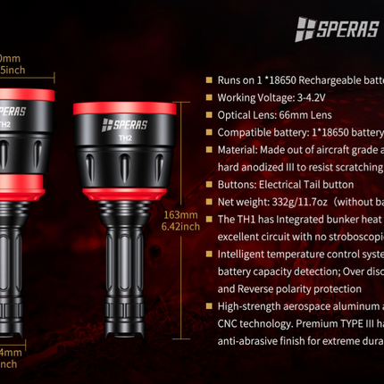 SPERAS TH2 Zoomable Tactical Flashlight