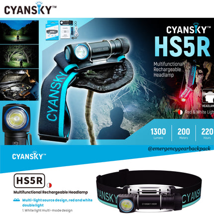 Cyansky HS5R Multifunction Headlamp 1300LMS 200M