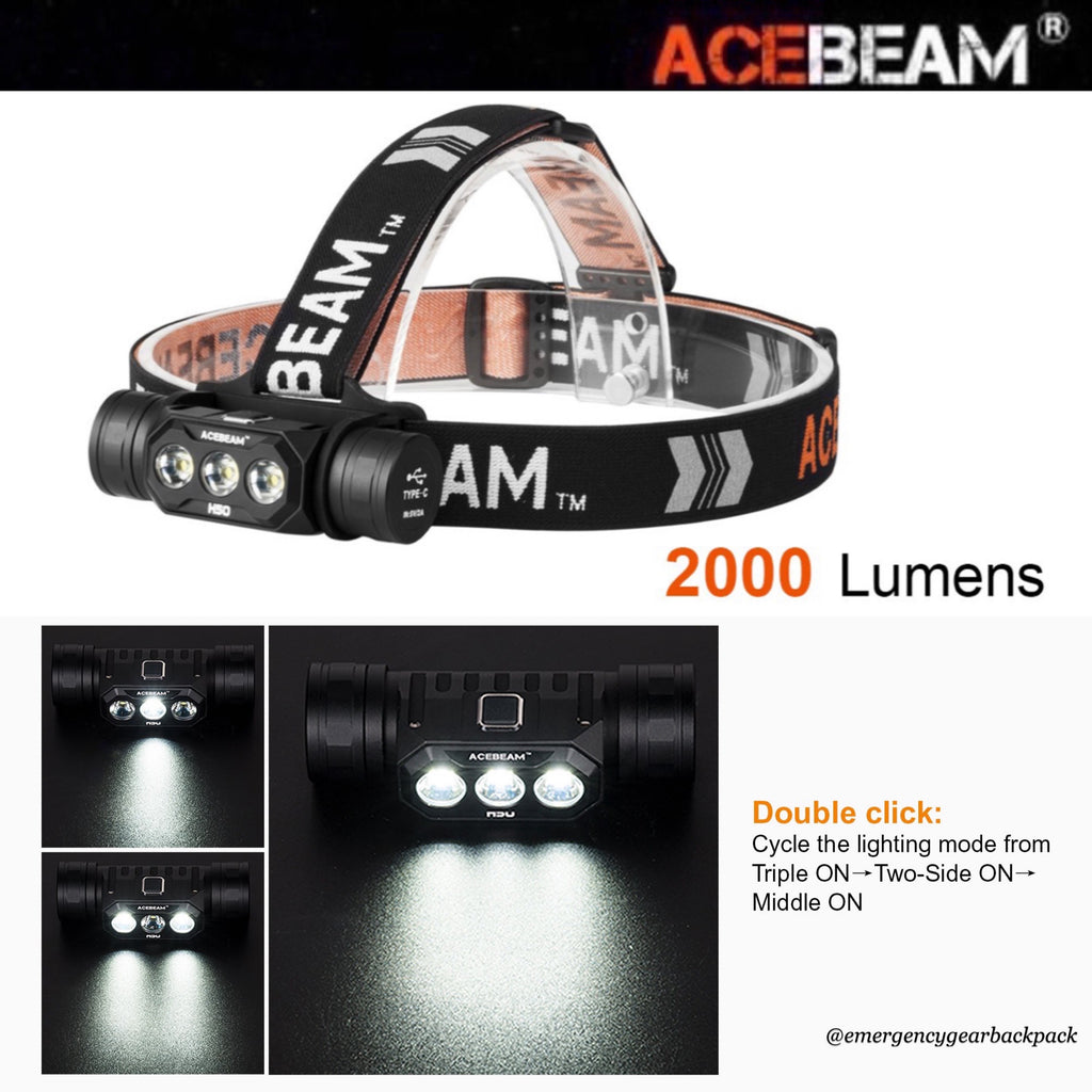 ACEBEAM H50 2000LMS 137M Adventure Headlamp