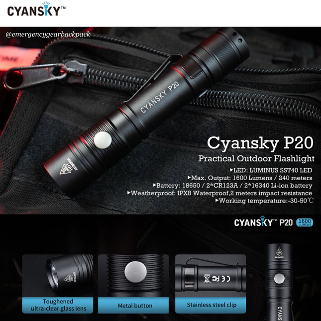 Cyansky P20 EDC Flashlight 1600LMS 240M