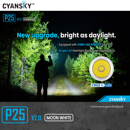 Cyansky P25 V2.0 Moon White Micro-arc Oxidation Outdoor Flashlight - | Emergency Gear Backpack Thailand