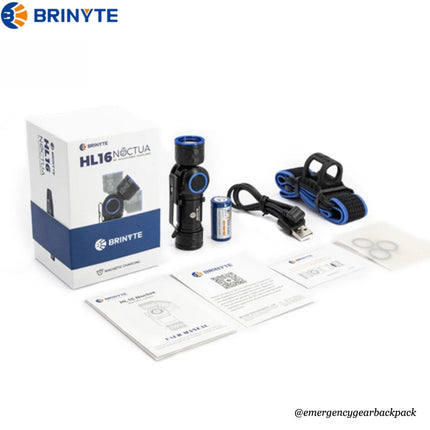 Brinyte HL16 Noctua Headlamp 520LMS 140M - | Emergency Gear Backpack Thailand