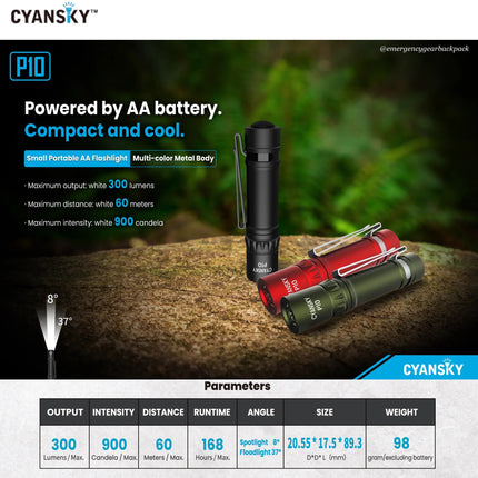 Cyansky P10 Portable AA EDC Flashlight