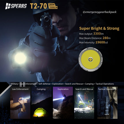 SPERAS T2-70 3300LMS 280M Tactical Flashlight