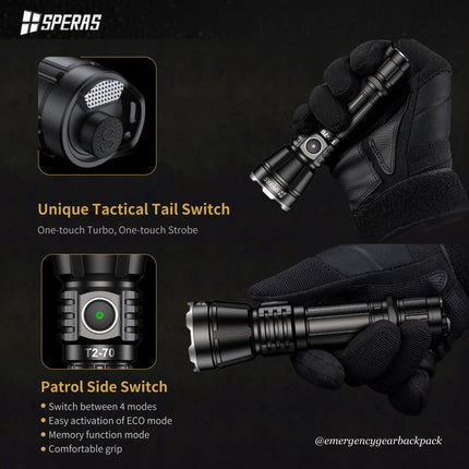 SPERAS T2-70 3300LMS 280M Tactical Flashlight