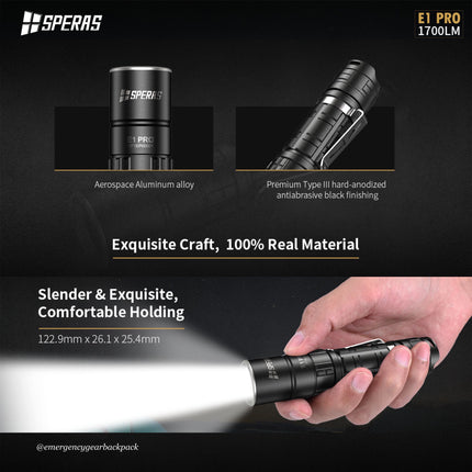 SPERAS E1 PRO 1700 Lumens 284M EDC Flashlight