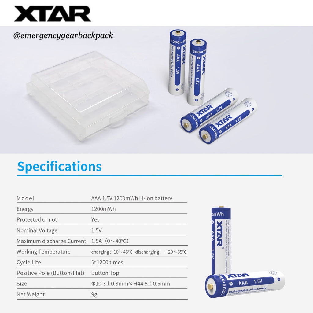XTAR 1.5V Li-ion Battery AAA (Pack 4)