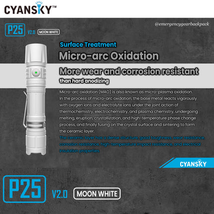 Cyansky P25 V2.0 Moon White Micro-arc Oxidation Outdoor Flashlight - | Emergency Gear Backpack Thailand